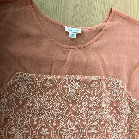 Sundance Womens Dress Coral Rose Palace Embroidered Short Sleeve Dress XS Midi - Picture 2 of 3